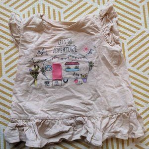 Gap Toddler Girl Biege Printed T-Shirt Size 18-24M / 2T Preowned
